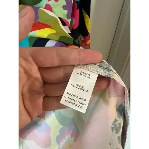 Crosby by Mollie Burch Pattern Long Sleeve Blouse Size 8 Color Blue Pink - Picture 4 of 5